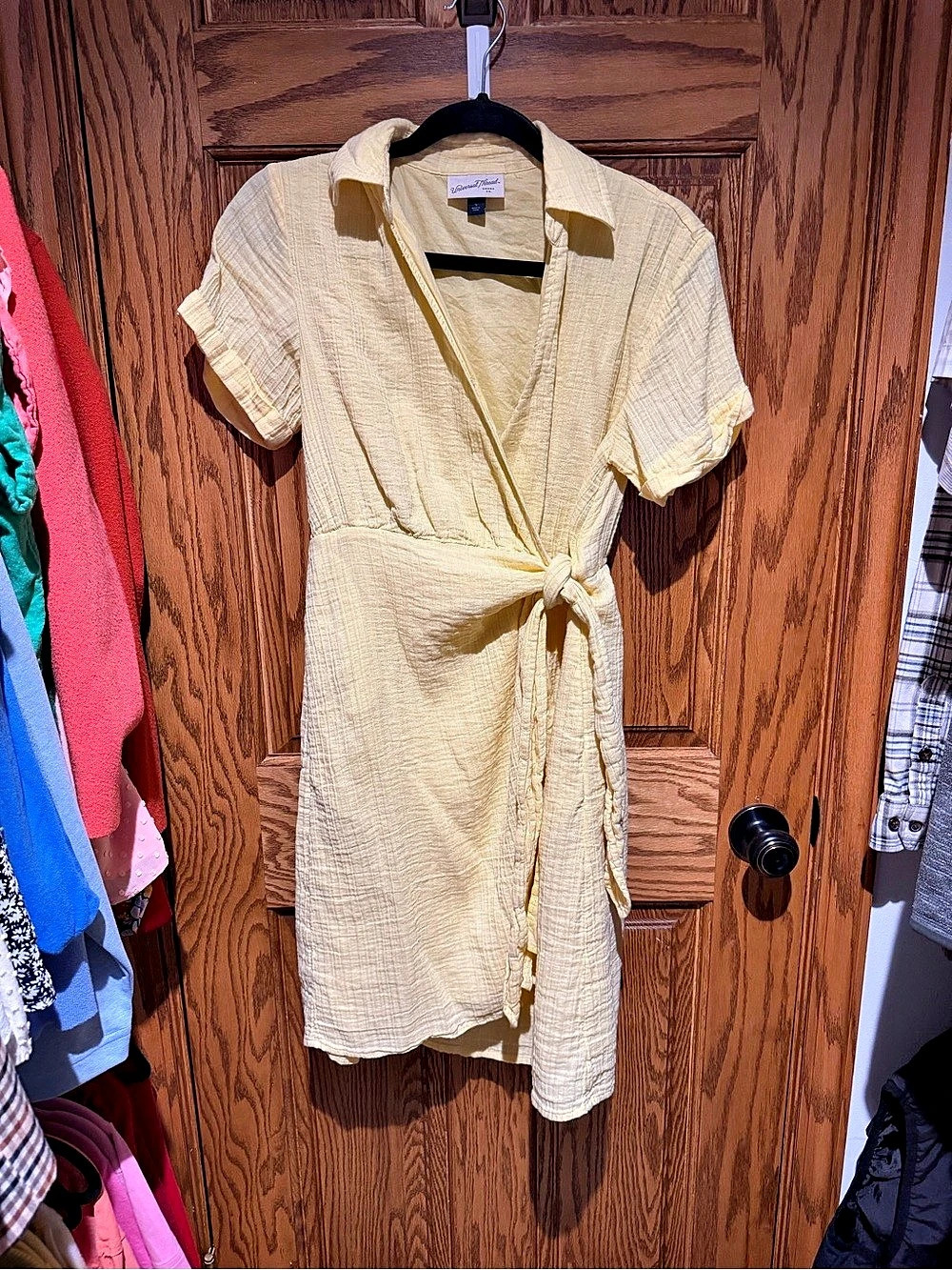 Universal Treads Yellow Wrap Mini Dress Size Small
